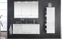 Midischrank Leo Living 116, Glas Optiwhite/schneeweiß glanz