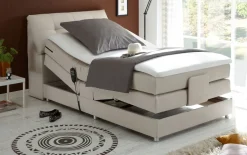 Motor-Boxspringbett Concord 3, creme, 120 x 200 cm