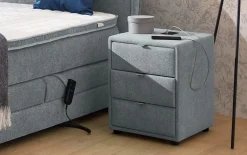 Nachtkonsole Lissy, grau, inkl. USB Aufladestation