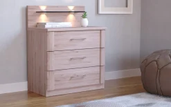 Nachtkonsolenpaneelpaar Luxor 3, Steineiche-Nachbildung, 60 cm, 2 Stück