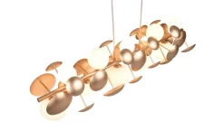 Pendelleuchte Bubble, goldfarbig/weiß, 150 cm