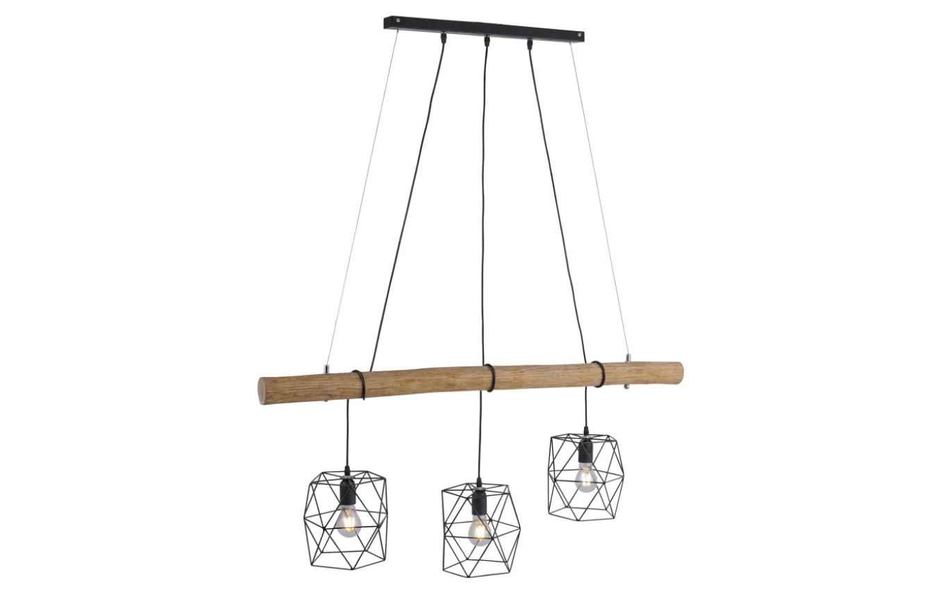 Pendelleuchte Edgar, holz/schwarz, 120 cm