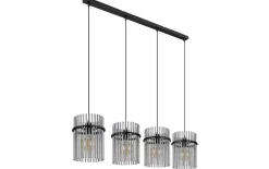 Pendelleuchte Gorley, schwarz, 4-flammig, 110 cm