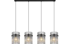 Pendelleuchte Gorley, schwarz, 4-flammig, 110 cm