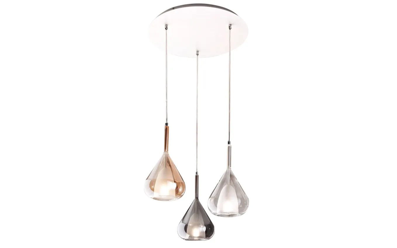 Pendelleuchte Lila, amber/grau/transparent, 3-flammig, 50 cm