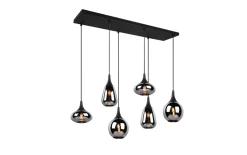 Pendelleuchte Lumina, schwarz/chrom, 6-flammig, inkl. Höhenverstellung