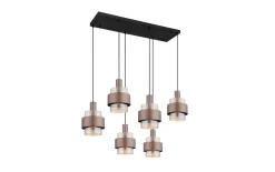 Pendelleuchte Milley, schwarz/bronze, 6-flammig