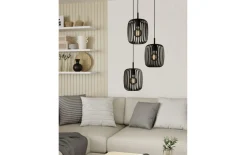 Pendelleuchte Romazzina, 3-flammig, schwarz, 46 cm