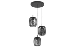 Pendelleuchte Romazzina, 3-flammig, schwarz, 46 cm