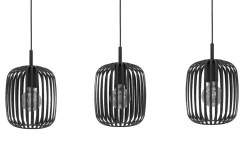 Pendelleuchte Romazzina, 3-flammig, schwarz, 90 cm