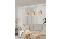 Pendelleuchte TABLEY, Leinen/Bambus, 3-flammig