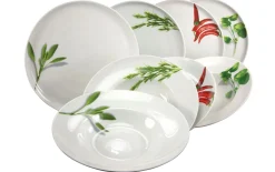 Pizzateller Europa Kräuter, weiß, Basilikum-Motiv, 33 cm