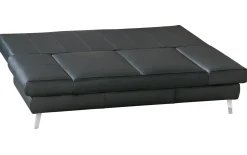 Querschläfer Lavinia, schwarzes Leder, Liegefläche 143 x 194 cm, mit Bettkasten