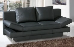 Querschläfer Lavinia, schwarzes Leder, Liegefläche 143 x 194 cm, mit Bettkasten