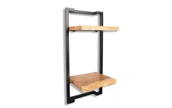 Regal Angola 4, Akazie Massivholz/schwarz, 30 x 65 cm