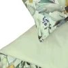 Satin Bettwäsche, grün floral, 135 x 200 cm