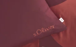 Satin-Bettwäsche s.Oliver, rot/beige, 135 x 200 cm