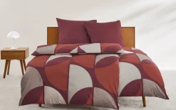 Satin-Bettwäsche s.Oliver, rot/beige, 135 x 200 cm