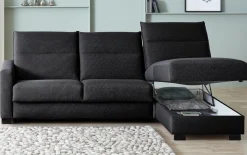 Schlafsofa Florenz, anthrazit, inkl. Longchair, 140 x 208 cm