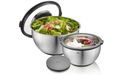 Schüssel-Set mit Spritzschutzdeckel Muovo, Edelstahl, 2-er Set