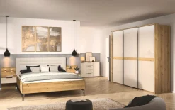Schwebetürenschrank Ajana, Asteiche Nachbildung/champagner, 271 x 223 cm