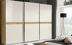 Schwebetürenschrank Ajana, Asteiche Nachbildung/champagner, 271 x 223 cm