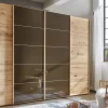 Schwebetürenschrank Cardiff, Eiche Bianco, teilmassiv/braun