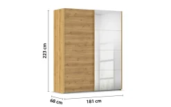 Schwebetürenschrank Cherie, Asteiche-Nachbildung, 181 x 223 cm