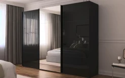 Schwebetürenschrank Contido, schwarz, 301 x 223 cm