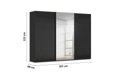 Schwebetürenschrank Contido, schwarz, 301 x 223 cm
