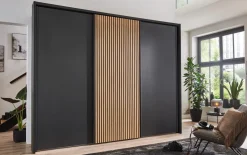 Schwebetürenschrank Denver, graphit/Eiche bianco, 300 x 236 cm