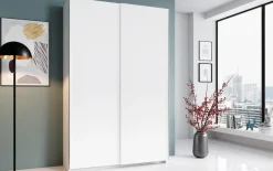 Schwebetürenschrank Fast, weiß, 125 x 195 cm