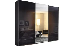 Schwebetürenschrank Kulmbach, Glas basalt, 271 x 229 cm