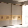Schwebetürenschrank Multiline, Lack taupe/Balkeneiche, 270,6 x 230 cm