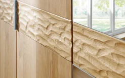 Schwebetürenschrank Paolo, teilmassive Eiche/Treibholz-Nachbildung, 300 x 217 cm