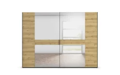 Schwebetürenschrank Ventura, Asteiche Nachbildung/schwarz, 301 x 223 cm