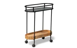 Servierwagen Jason 5, schwarz/Mangoholz massiv