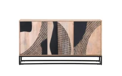 Sideboard Atari, Mangoholz/schwarz, inkl. Softclose Funktion