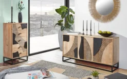 Sideboard Atari, Mangoholz/schwarz, inkl. Softclose Funktion