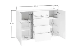 Sideboard Atrium, weiß, 140 cm