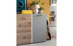 Sideboard Baveno, Eiche-Nachbildung/hellgrau, inkl. Frontbeleuchtung