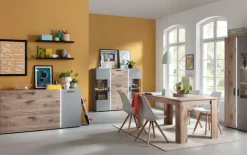 Sideboard Baveno, Eiche-Nachbildung/hellgrau, inkl. Frontbeleuchtung