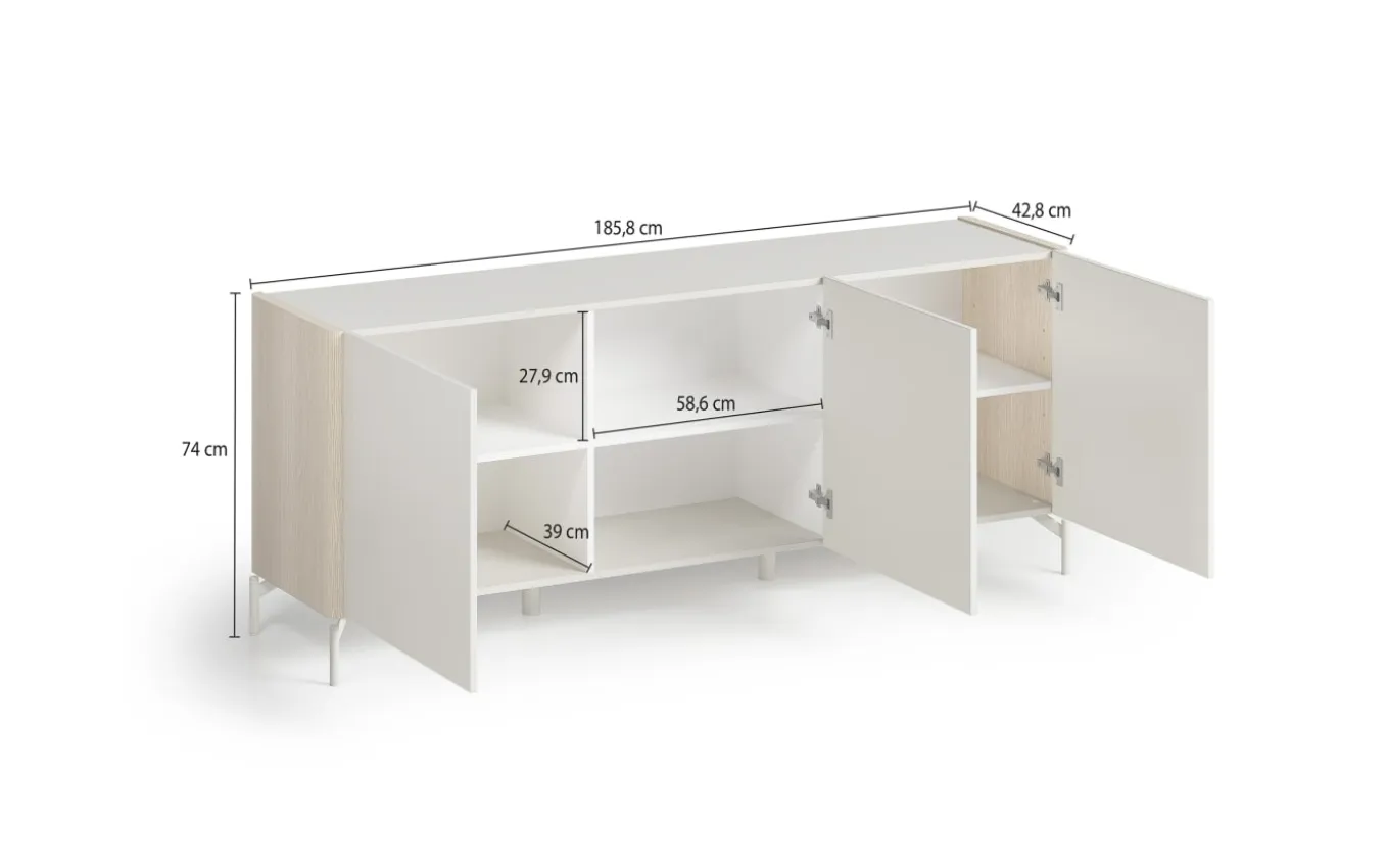 Sideboard Dillon, Eiche Lindberg-Nachbildung/grau