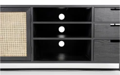 Sideboard Guuji, schwarz, Rattan, 156 cm
