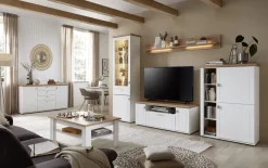 Sideboard Idamo, Tonweiss matt, Alteiche Nachbildung