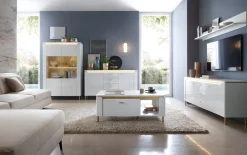 Sideboard Lazio, weiß/gold, 200 cm, inkl. Beleuchtung