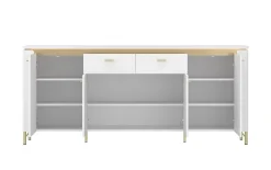 Sideboard Lazio, weiß/gold, 200 cm, inkl. Beleuchtung