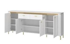 Sideboard Lazio, weiß/gold, 200 cm, inkl. Beleuchtung