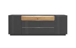 Sideboard Nova, anthrazit/Eiche massiv, inkl. Griffbeleuchtung