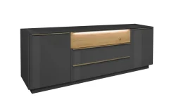 Sideboard Nova, anthrazit/Eiche massiv, inkl. Griffbeleuchtung